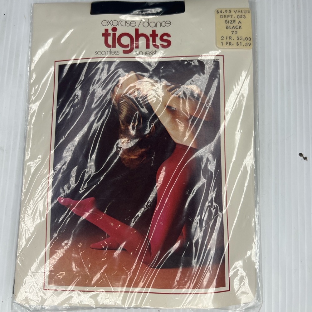 Vintage Tights Size A  NEW Black Seamless Run Resistant